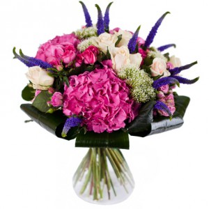 Букет с гортензией «Розовый фламинго»